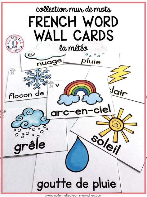 French Weather Seasons Vocabulary Cards Cartes De Vocabulaire La