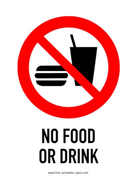 Printable No Food Or Drink Sign