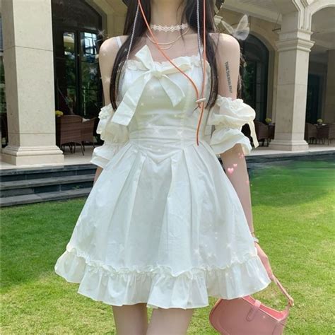 White Kawaii Fairy Strap Dress Kawaii Fashion Shop Cute Asian