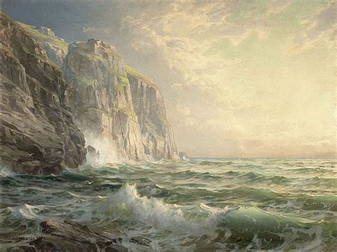 Rocky Cliff With Stormy Sea Cornwall William Trost Richards 1902 Sea