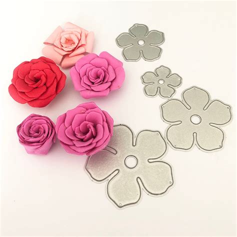 Rose Flower 4 Petals Metal Die Cut For Diy Scrapbooking Greeting Card