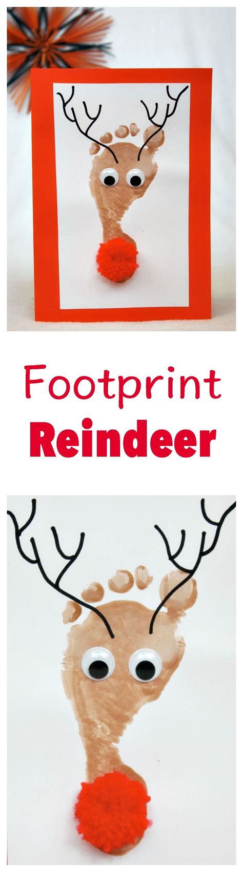 Footprint Reindeer Christmas Crafts For Kids Preschool Christmas