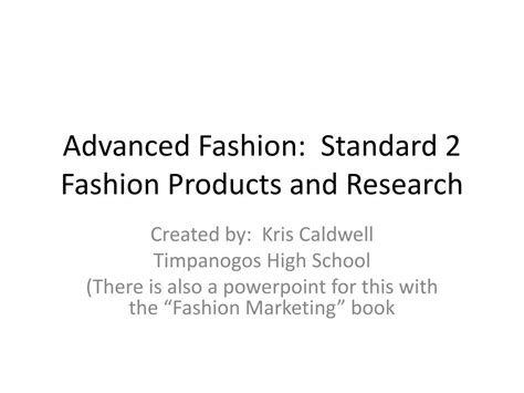 Ppt Advanced Fashion Standard 2 Fashion Products And Research