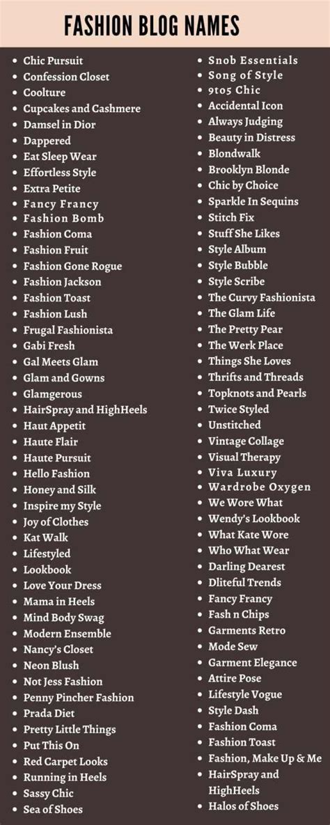 Fashion Blog Names 200 Cute Fashion Blogger Name Ideas