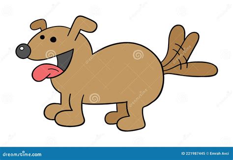 Cartoon Dog Is Happy And Wagging Its Tail Vector Illustration Stock