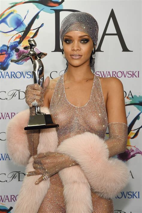 Rihanna In Naked See Through Dress Show Her Tits The Fappening