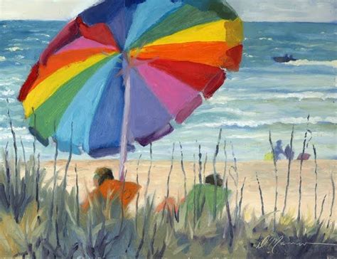 Vibrant Beach Umbrella Paintings By Diane Mannion
