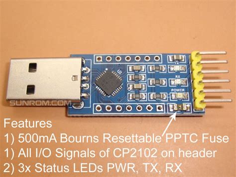 Usb Ttl Uart Module Cp2102 4313 Sunrom Electronicstechnologies