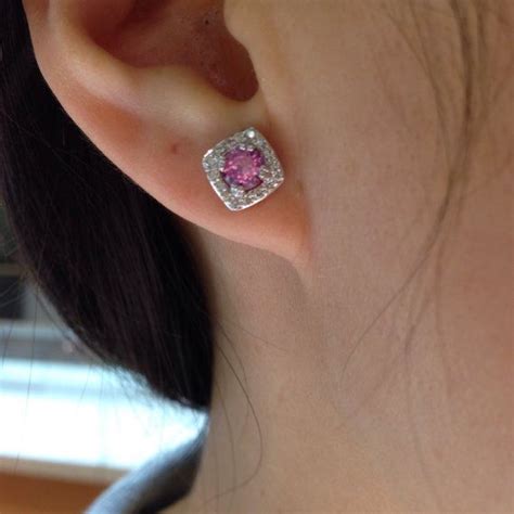 Carat Pink Sapphire And Diamond Stud Earrings K White Etsy