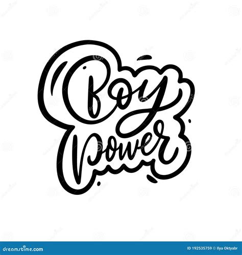 Boy Power Hand Drawn Modern Lettering Black Color Vector