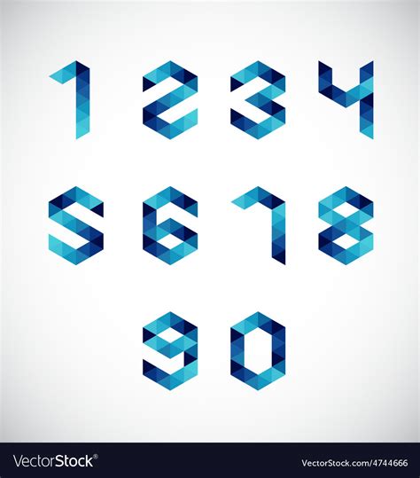 Modern Abstract Number Alphabet Geometric Style Vector Image