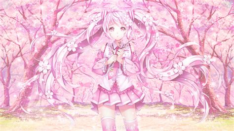 Sakura Miku 4k Wallpaper