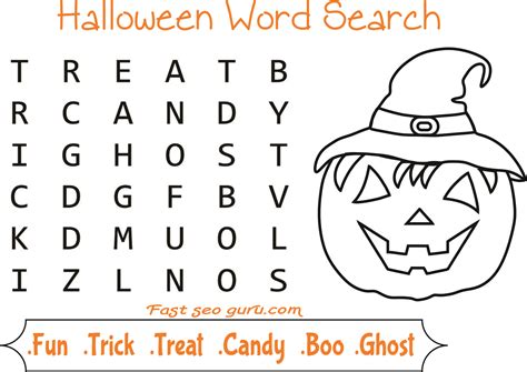 Easy Halloween Word Search For Kids