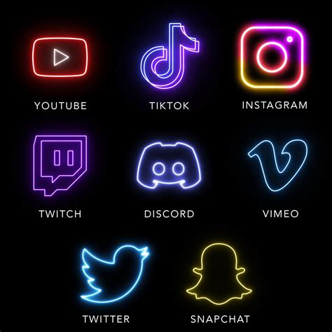 Animated Social Media Logos Neon Overlays Etsy