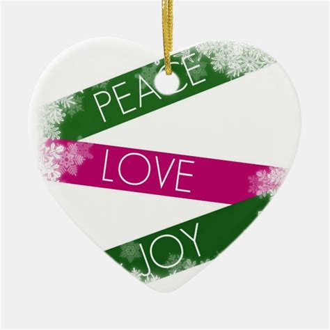 Christmas Peace Love Joy Heart Ornament Zazzle