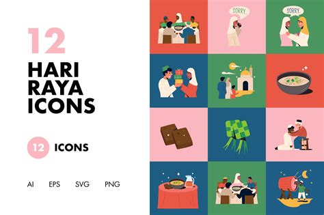 12 Hari Raya Icons Food Illustrations Creative Market