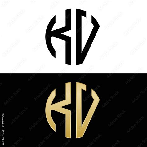 Kv Initial Logo Circle Shape Vector Black And Gold Stock Vector Adobe