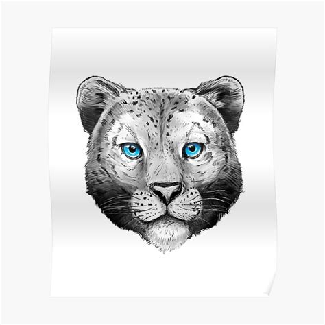 Snow Leopard Face Poster For Sale By Merch Madness Redbubble