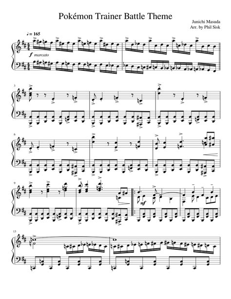 Pokémon Battle Theme Sheet Music For Piano Solo