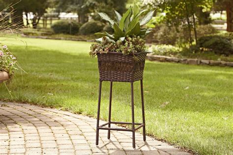 Grand Harbor Wicker Square Plant Stand Outdoor Living Outdoor Decor