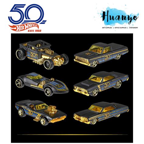 Hot Wheels 50th Anniversary Black And Gold Collection Car Series Set Of