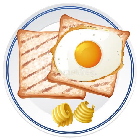 Toast And Egg For Breakfast Stock Vector Illustration Of Plate Toast