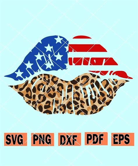 Patriotic lips svg, American flag lips svg, Kisses svg, cheetah lips