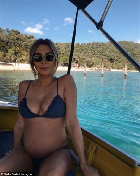 Wag Nadia Bartel Showcases Her Burgeoning Belly In A Tiny Two Piece