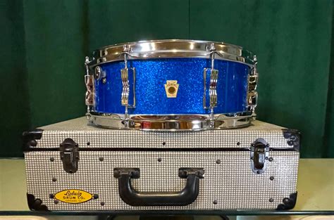 1960s Ludwig 5x14 Jazz Festival Snare Drum Blue Sparkle Drugans