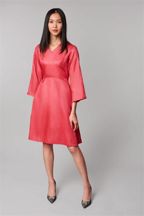 coral silk dress silk dress dresses knee length dress