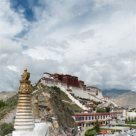Premium Photo High Section View Of Stupa With Potala Palace In The