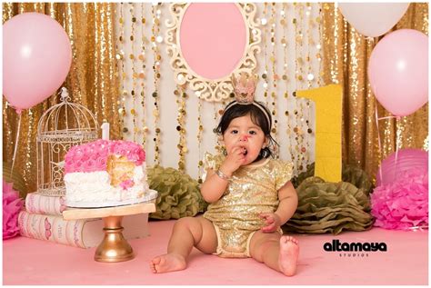 Minnie Gold And Pink Cake Smash First Birthday Smash Cake Erika