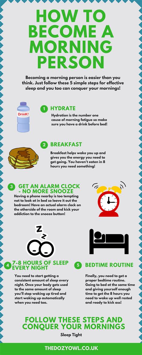5 Insanely Simple Steps To Becoming A Morning Person Infographic
