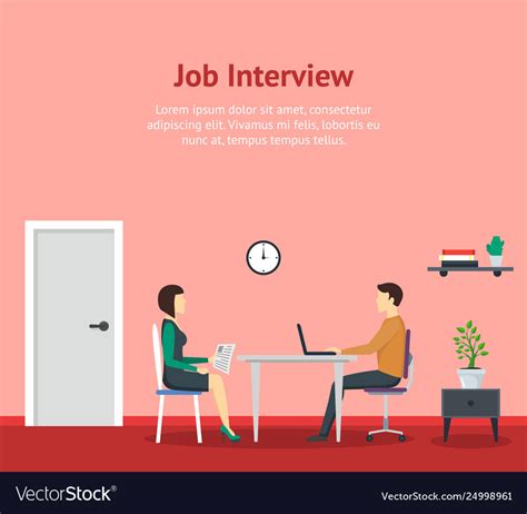 Cartoon Job Interview Office Scene Concept Vector Image