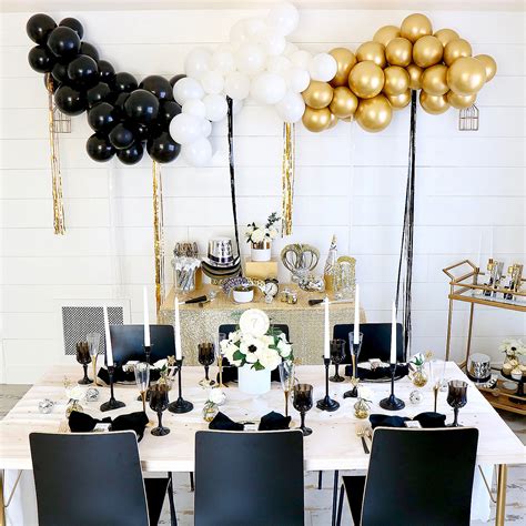 25 Ft Black White And Gold Balloon Garland Kit With Air Pump Party