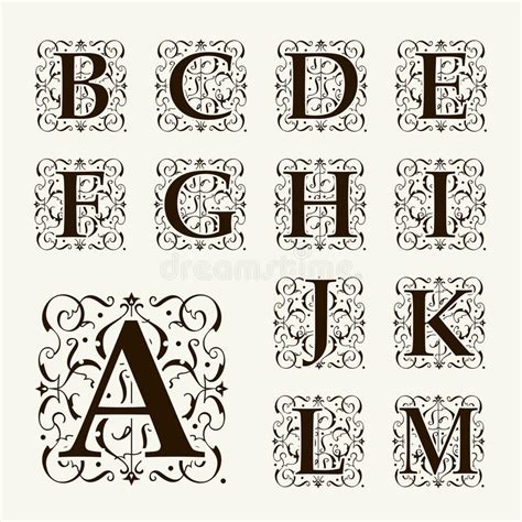Vintage Set Capital Letters Monograms And Font Stock Vector