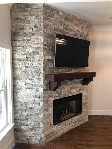 Stone Fireplace Tv And Mantle Hanging Near Peachtree City Royal