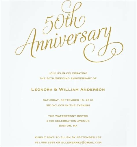 Anniversary Invitations 50th Template