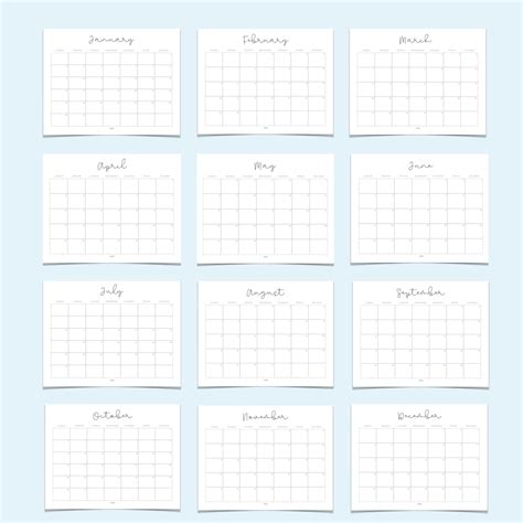 2022 calendar blank monthly calendar printable minimalist etsy