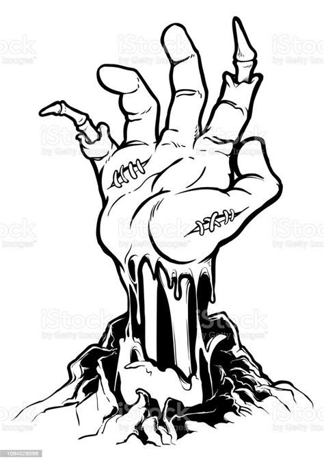 severed zombie hand vector clip art halloween illustration all in zombie drawings