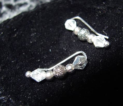 Ear Pins Sterling Filled Pins Vitriol Crystal With Gunmetal Stardust
