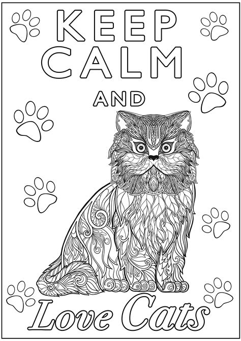 ⭐ free printable cat coloring book. Keep Calm and Love Cats - Keep calm & … Adult Coloring Pages
