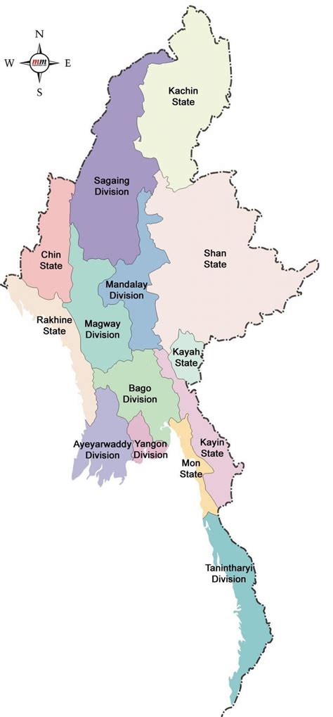 Myanmar States Map Burma States Map South Eastern Asia Asia