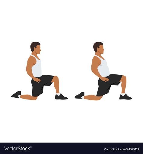 Man Doing Kneeling Hip Flexor Stretch Exercise Vector Image