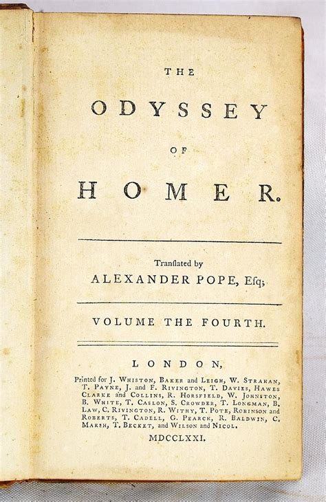 The Iliad Of Homer The Odyssey Of Homer Translated By Alexander Pope