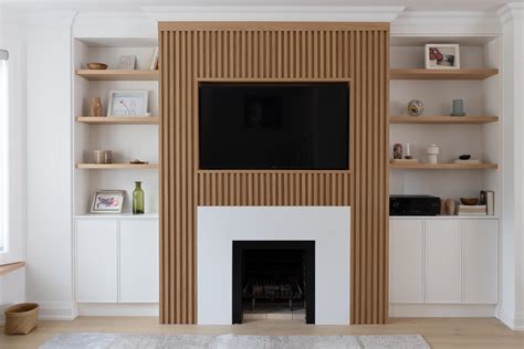 The Wood Slat Accent Of This Living Room Wall Is Perfectly Designed To