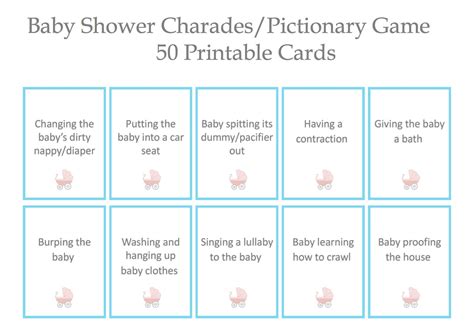 Baby Shower Charades Pictionary Game Gender Neutral Etsy
