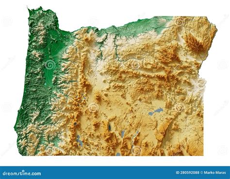 Us State Of Oregon Relief Map Stock Illustration Illustration Of