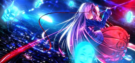 1920x1080 download 1920x1080 anime girl, rooftop, stars, raining, buildings, purple sky, scenic wallpaper for widescreen. anime Girls, Anime, Touhou, Hata No Kokoro, Pink Hair ...