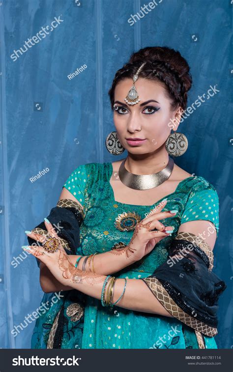 Beautiful Fashion Indian Woman Portrait Oriental Stock Photo 441781114